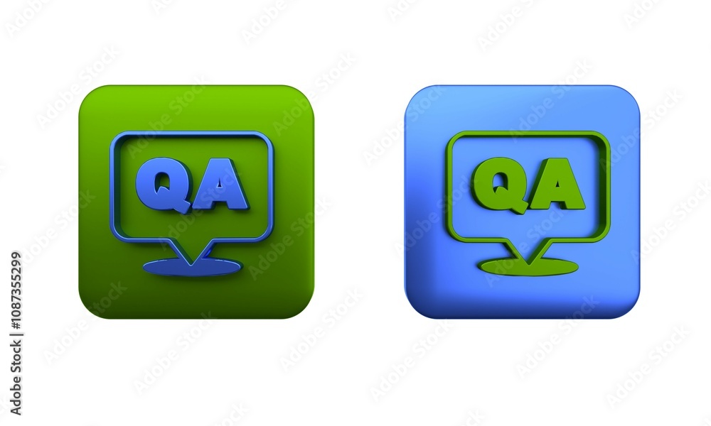 Poster colorful speech bubbles with question and answer icon isolated on white background. q and a symbol. 