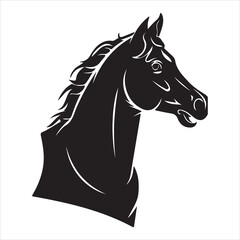 Horse - Black and White Vector illustration, Horse silhouette