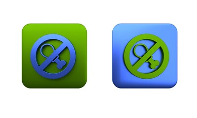 Colorful No meat icon isolated on white background. No fast food allowed - vegetarian food. Square button. 3D render illustration