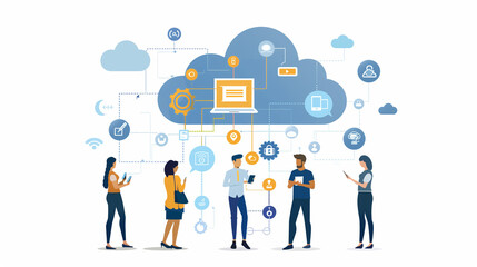 A communication technology related Illustration. Perfect for communication, technology and Teamwork themed content.