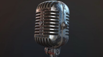 Retro microphone on black background