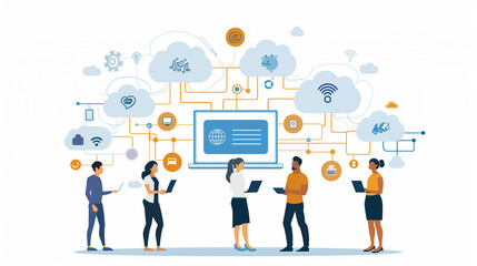 A communication technology related Illustration. Perfect for communication, technology and Teamwork themed content.