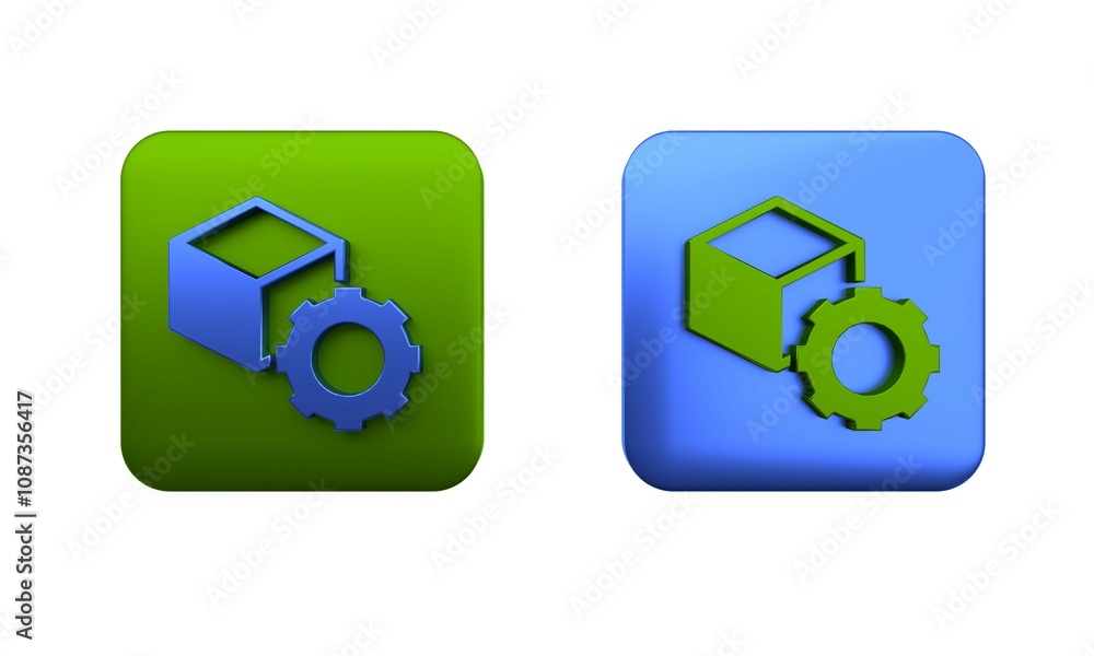 Poster colorful isometric cube icon isolated on white background. geometric cubes solid icon. 3d square sig