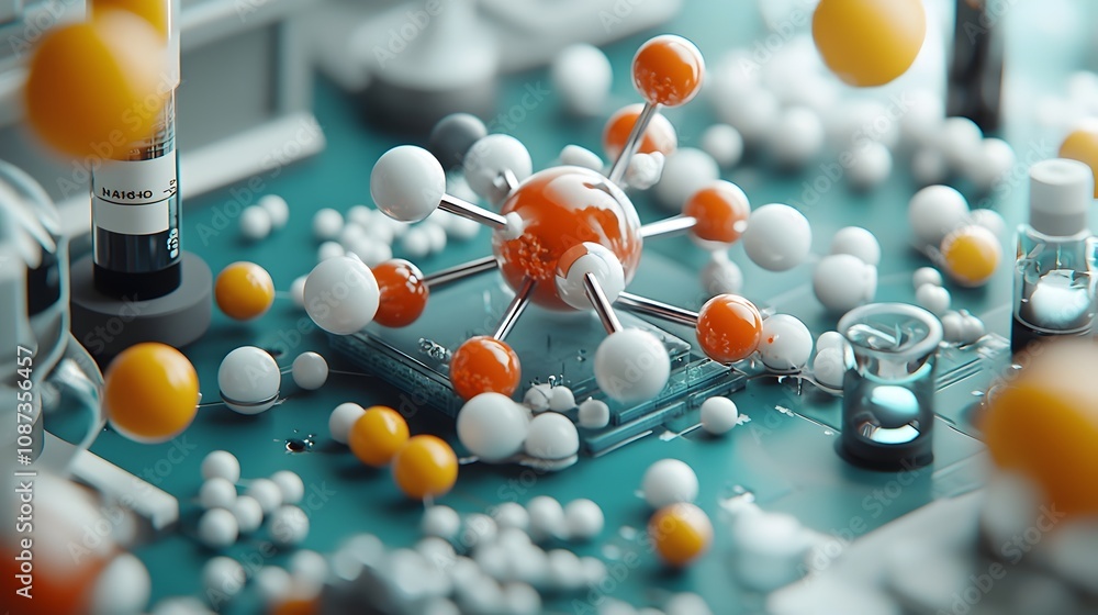 Poster mesmerizing molecular masterclass a visually stunning display of intricate atomic arrangements capti