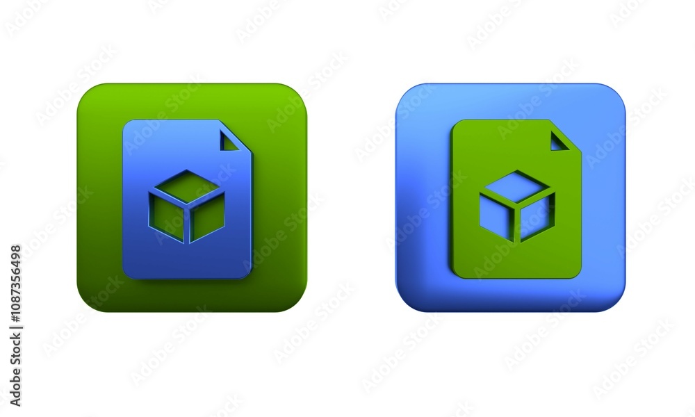Aufkleber colorful isometric cube file icon isolated on white background. geometric cubes solid icon. 3d squar