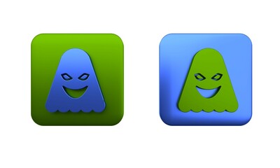 Colorful Ghost icon isolated on white background. Square button. 3D render illustration
