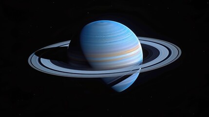 3D illustration of Saturn's planetary ring system, cosmic solar system concept.