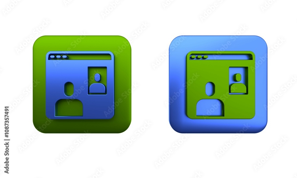 Aufkleber colorful video chat conference icon isolated on white background. computer with video chat interface