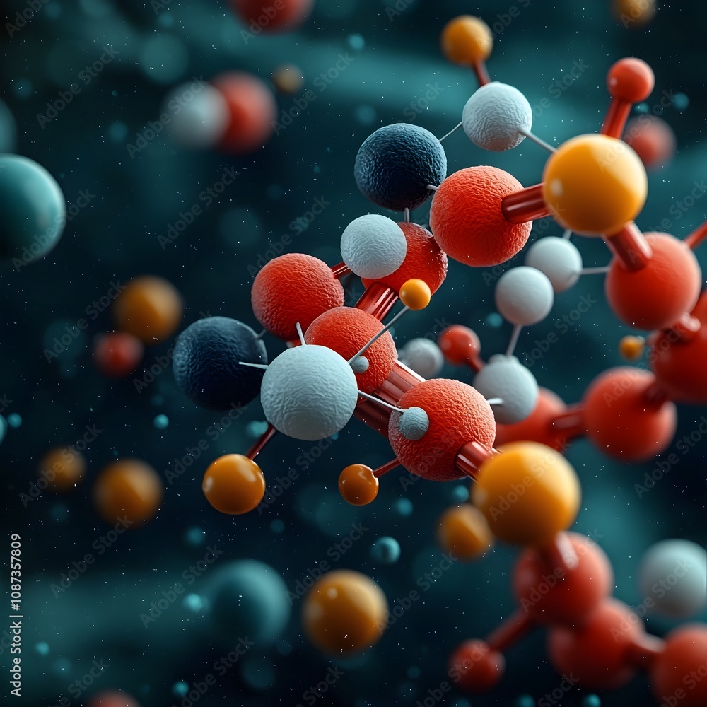 Poster a highly detailed and visually striking 3d rendering of the insulin molecule highlighting its comple