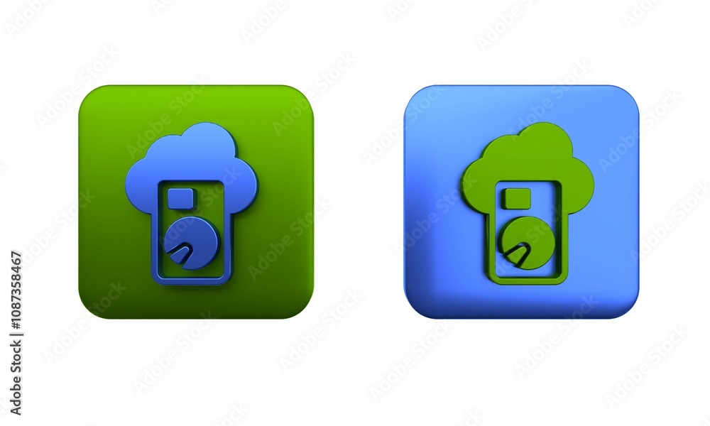 Poster colorful cloud database icon isolated on white background. cloud computing concept. digital service 