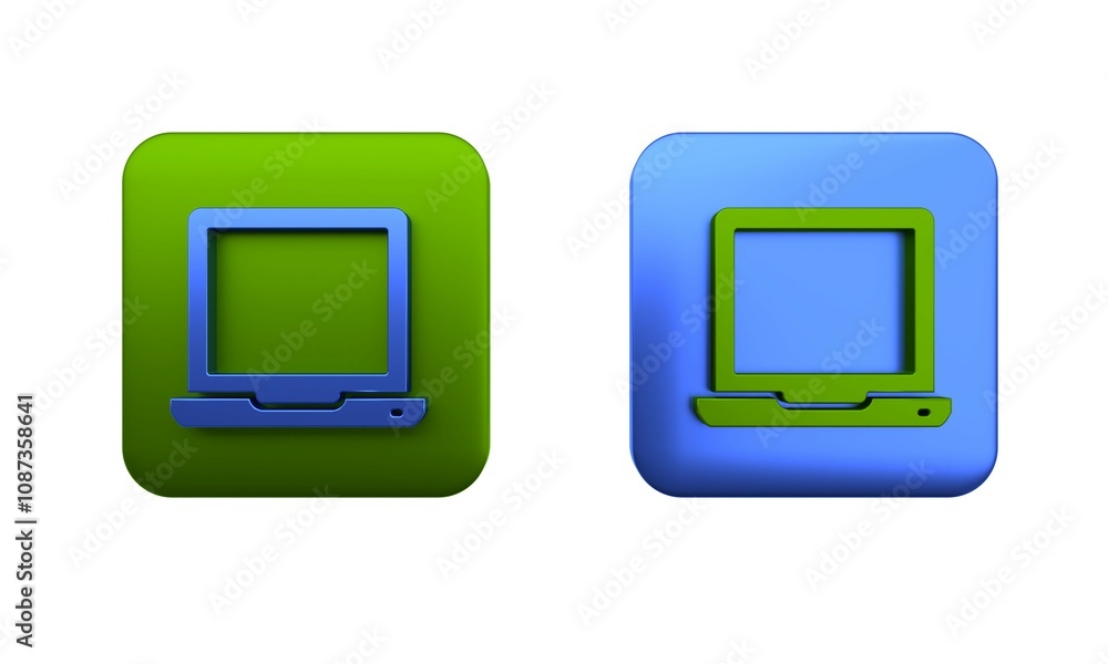 Poster colorful laptop icon isolated on white background. computer notebook with empty screen sign. square 