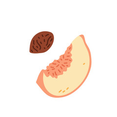 Sliced fruit and seed on a white background representing healthy snacking choices
