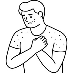 unhealthy man scratching arm suffer from pox