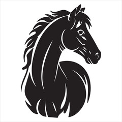 Horse - Black and White Vector illustration, Horse silhouette