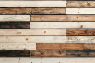 Naklejka premium Wood plank texture background featuring mix of light and dark shades, showcasing natural grain patterns and knots. This versatile design is perfect for rustic or modern decor