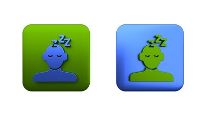 Colorful Dreams icon isolated on white background. Sleep, rest, dream concept. Resting time and comfortable relaxation. Square button. 3D render illustration