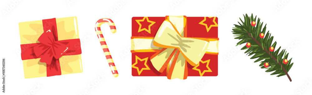 Poster christmas and new year object and symbols vector set