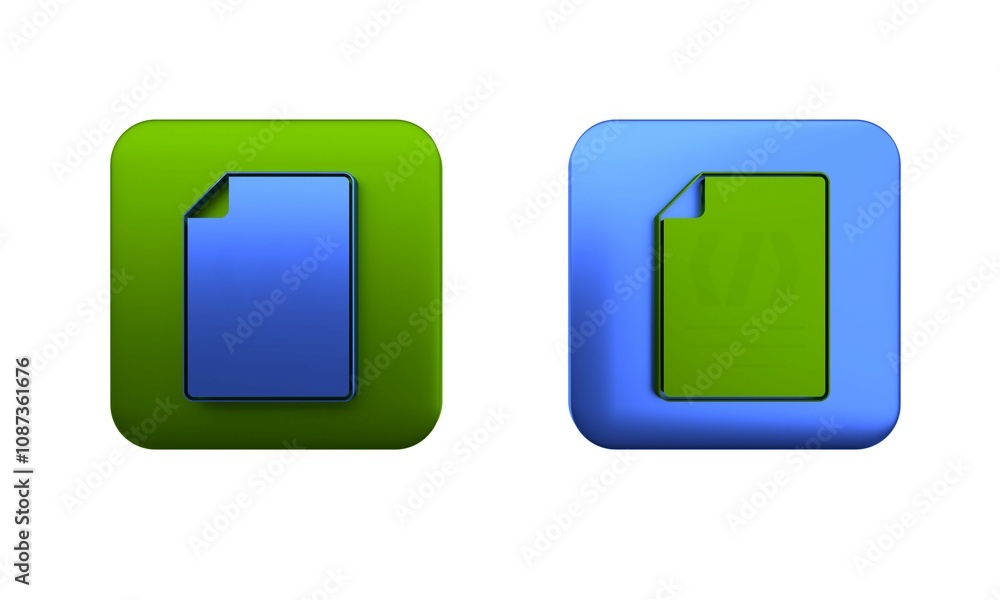 Poster colorful binary code icon isolated on white background. square button. 3d render illustration