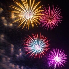 Fototapeta premium beautiful fireworks in the night sky