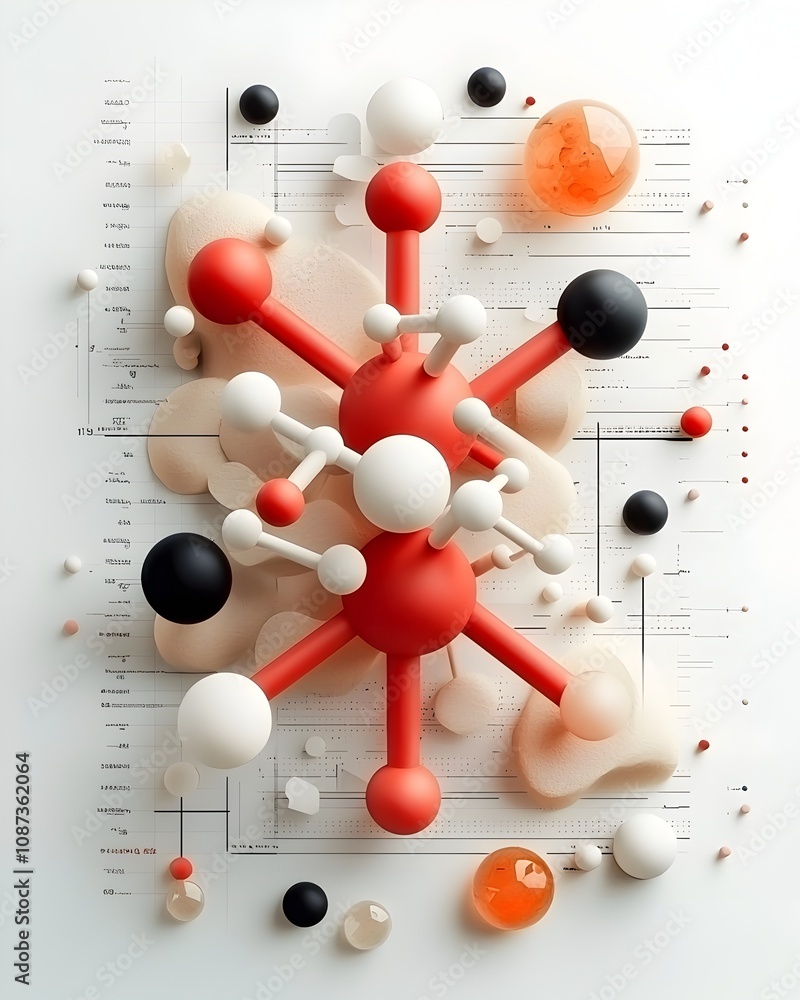 Poster visually striking molecular model displaying a captivating chemical architecture with mesmerizing sy