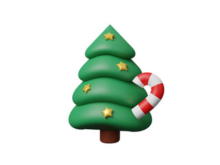 New year christmas tree icon  isolated on transparent background. Festively decorated Christmas tree, Winter Holiday elements collection. x-mas symbol, logo, transparent variations. 3d rendering