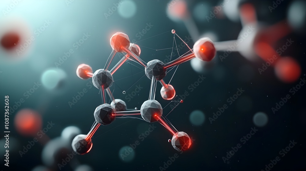 Poster captivating visualization of the three dimensional architecture of a complex molecular structure wit