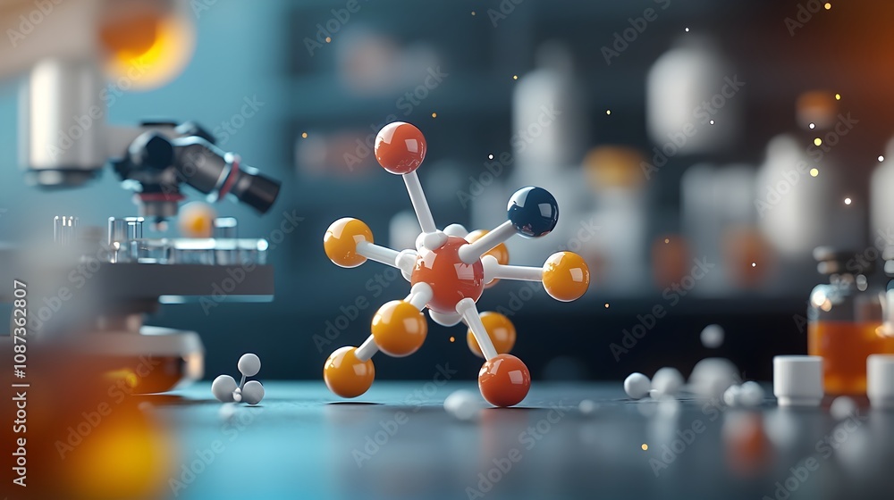Poster mesmerizing molecular masterpiece a captivating and digital representation of the fundamental buildi