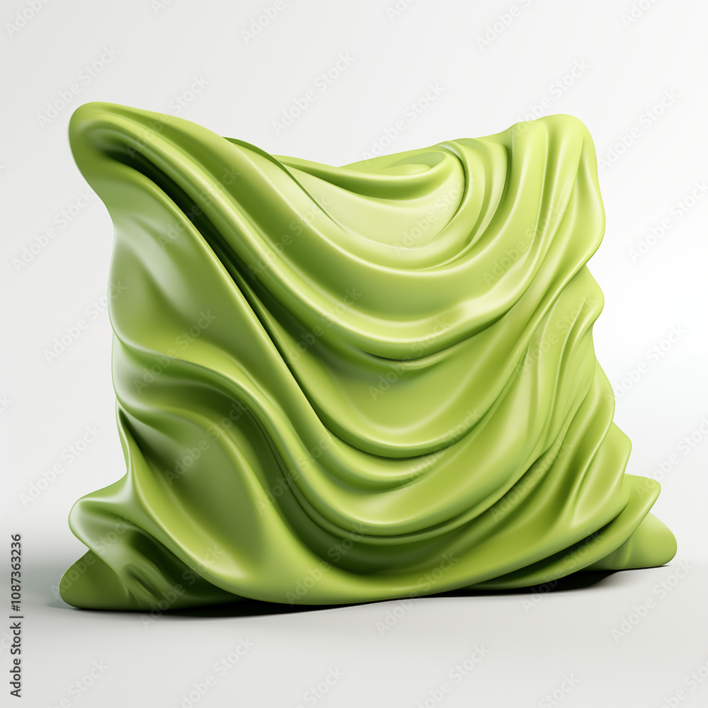 Poster lime green draped fabric abstract texture 3d render