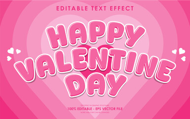 Fototapeta premium Editable Happy Valentine Day Text Effect with a Valentine's themed background