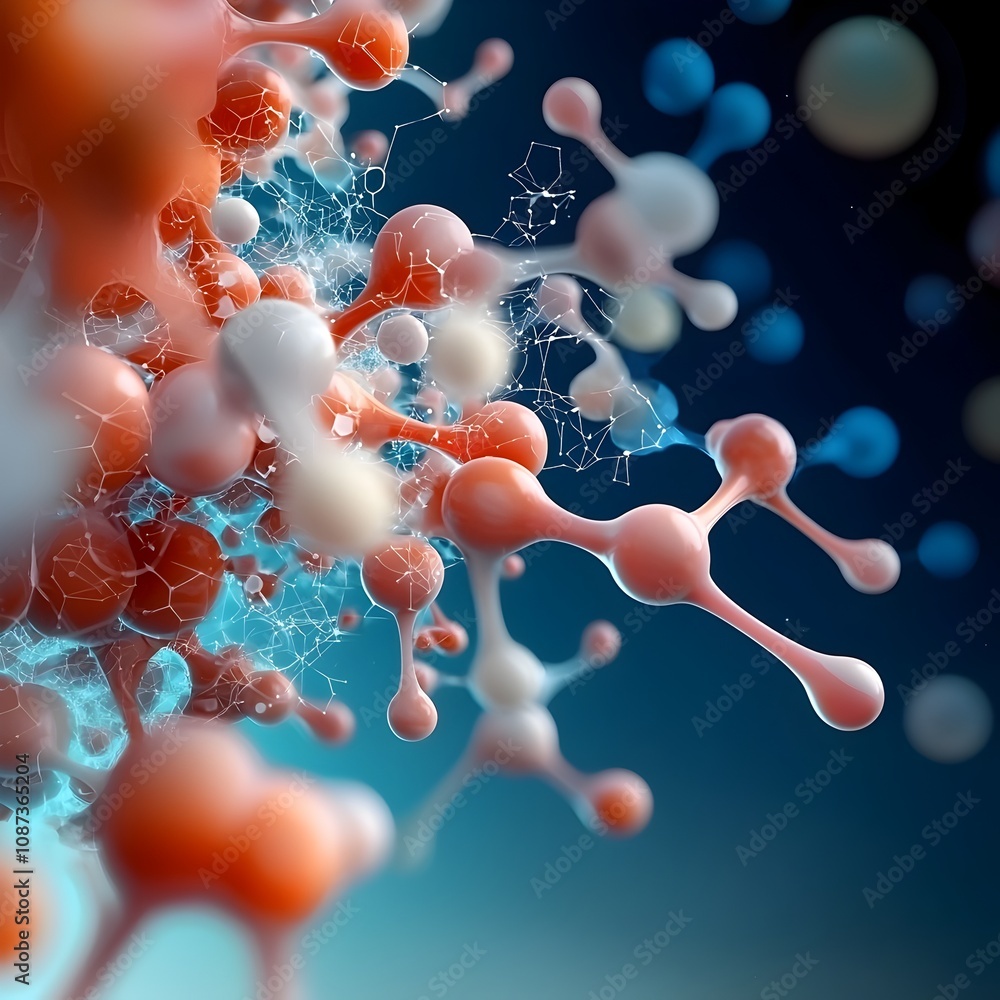 Poster captivating abstract visualization showcasing the intricate molecular structure with a shimmering cr