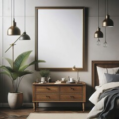 Advertising - podium photo of framed picture on old bedside table room interior