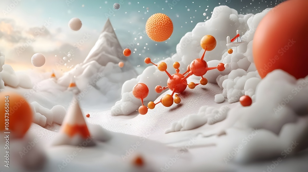 Poster mesmerizing molecular digital art showcasing the intricate and fascinating structures that make up o