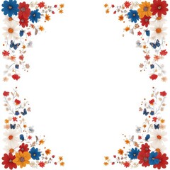 Obraz premium Colorful Floral Motif with Butterflies and Vibrant Flowers in Decorative Border Design for Inviting and Cheerful Designs