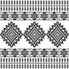 American seamless black white tribal ethnic native pattern.Traditional Navajo,Aztec,Apache,Southwest style fabric pattern.Abstract vector motif.For fabric,clothing,blanket,carpet,woven,wrap,decoration