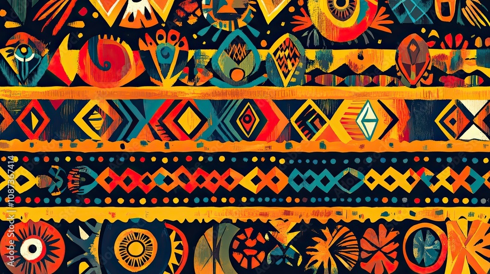 Poster abstract colorful geometric pattern with black background