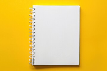 Blank Notebook Sits on Vibrant Yellow Background Evenly