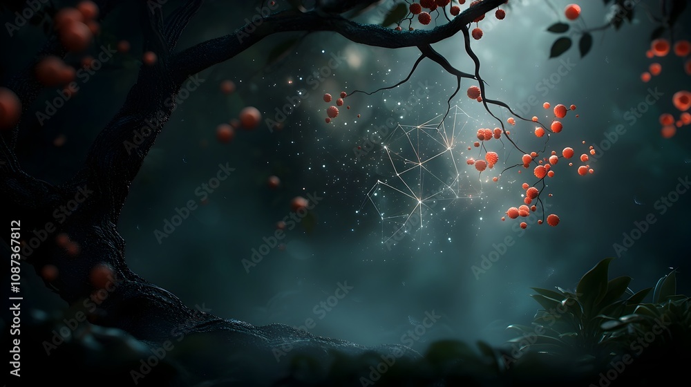 Aufkleber ethereal and mystical interpretation of the delicate molecular scaffolding of life intricate web lik