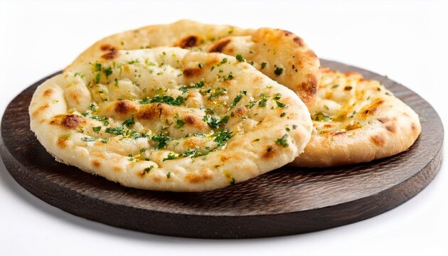 Garlic naan bread isolated.