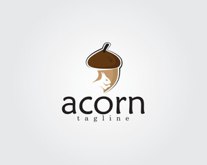 creative acorn with squirrel shadow logo design