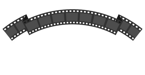Film strip in perspective. Cinema Movie festival. Advertisement, flyer, invitation, poser, banner frame template. Wave shape ribbon. Design element. Flat design. White background. Isolated. Vector