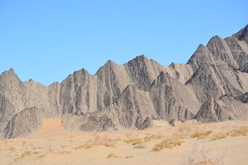 small sand dunes and beatiful mauntains Pakistan 
