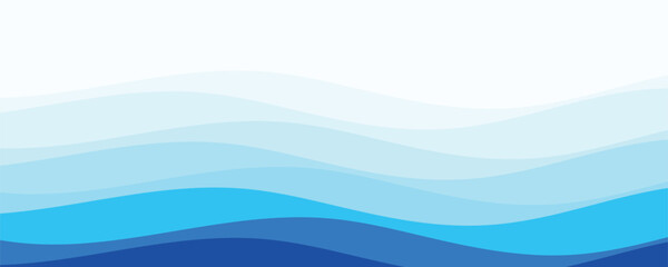 Abstract layered wave ocean banner design template