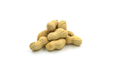 Peanuts on white background. High protein food. Contains many minerals.