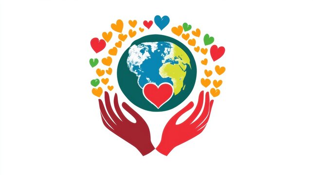 This logo symbolizes World Kindness Day, promoting kindness and responsibility worldwide on November 13 through vibrant visuals. Generative AI