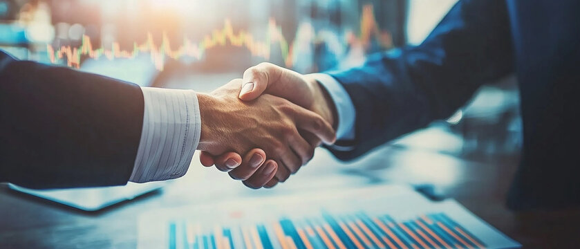 Businessmen making handshake with partner greeting