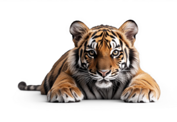 Majestic Tiger Resting on White Background