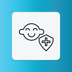 Protect children icon. Editable stroke. Vector illustration
