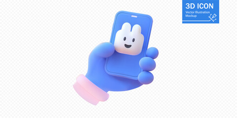 3D illustration of a phone with a bunny icon