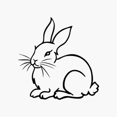 Hand-drawn bunny outline vector art illustration