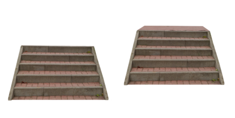 Stairs made of cobblestones leading upstairs. On isolated transparent background.